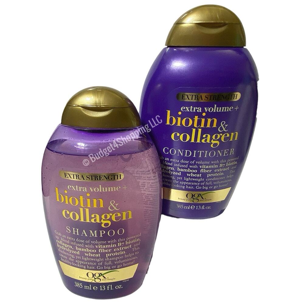 OGX Extra Strength Biotin & Collagen Shampoo & Conditioner Set 13 fl oz Volume
